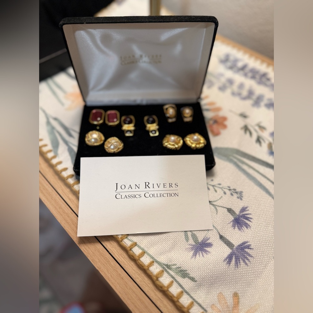 Joan Rivers Gold and Red Earring Set